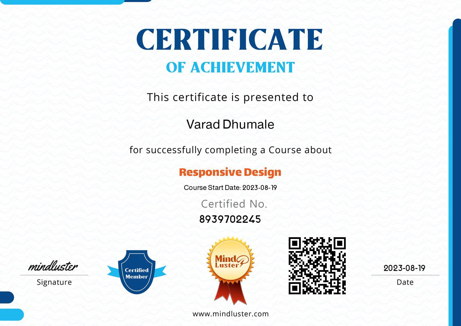 Certificate 1